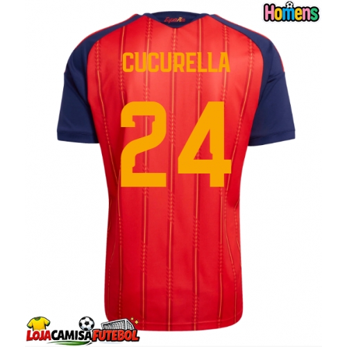 Camisa de Futebol Espanha Marc Cucurella #24 Equipamento Principal Mundo 2026 Manga Curta